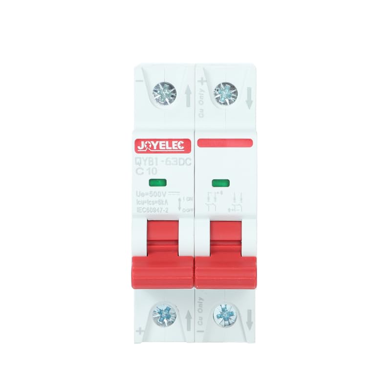 [Australia - AusPower] - JOYELEC Pack of 2 10 A Solar Photovoltaic Systems Miniature Circuit Breaker, 2 Pole, DC500 V for Solar Panels, PV System, Circuit Breaker 10A 2-teilig 