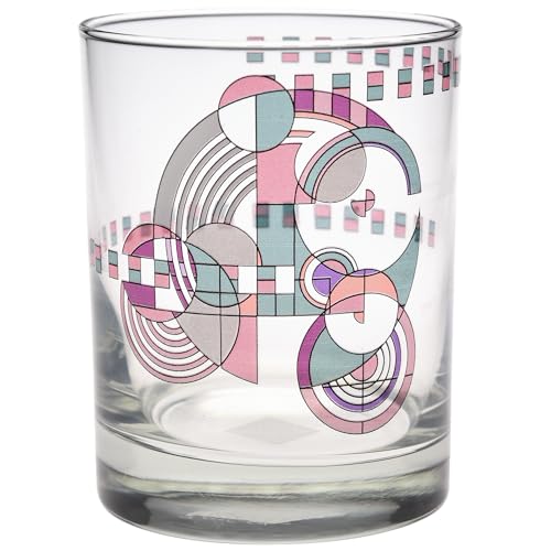 Culver Frank Lloyd Wright DOF Double Old Fashioned Glass 14-Ounce (Gift Boxed Set of 2, Hoffman Rug)