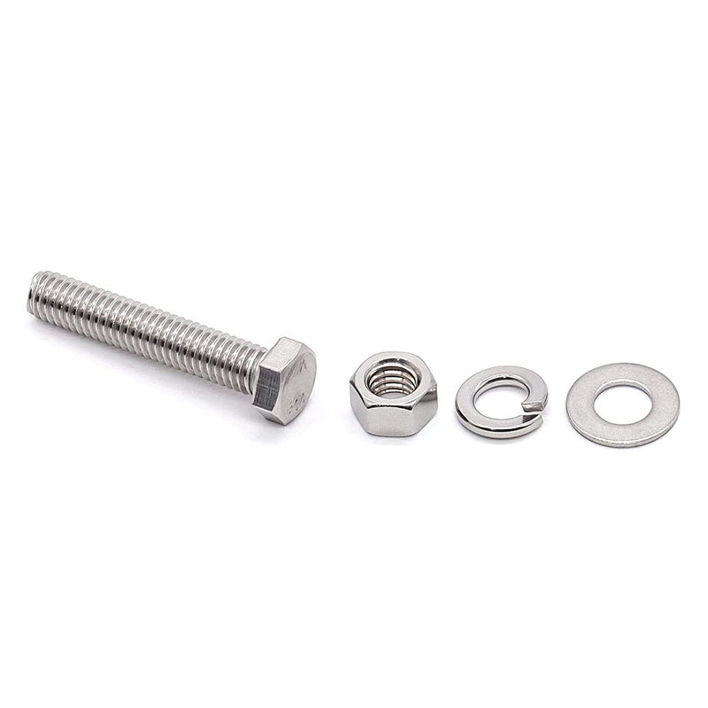 [Australia - AusPower] - 4 Sets Glvaner 1/2-13 x 5-1/2" Stainless Steel Hex Head Screws Bolts, Nuts, Flat & Lock Washers, 18-8 (304) Stainless Steel, Full Thread, Coarse Thread 1/2-13 x 5-1/2" 4 