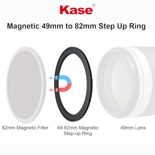 Kase Magnetic 49-82mm 49mm to 82mm Filter Step-Up Adapter Ring for Wolverine Magnetic Filters 49 to 82mm