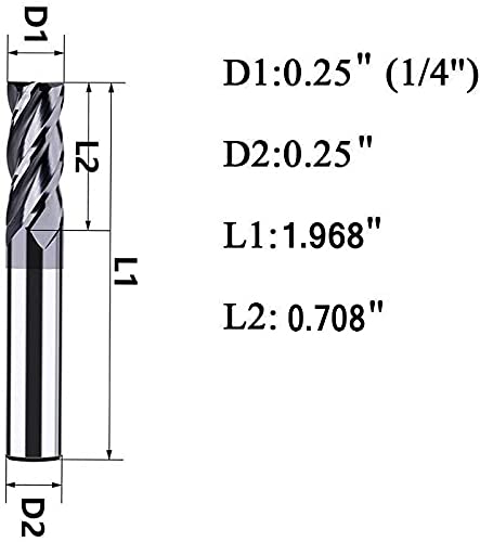 [Australia - AusPower] - 1/4" Carbide Square End Mill, HRC 45 Deg Single End 4 Flute AlTiN Coating Mill Bits 1 1/4 in 