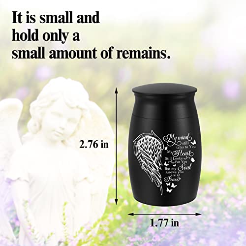 Small Urns for Human Ashes Aluminum Mini Urn for Ashes Wing Small Cremation Urn Memorial Keepsake Ash Holder-My Mind Non Custom-My mind still talks to You