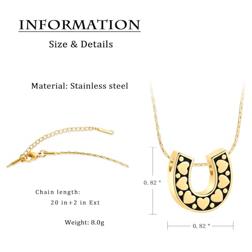 constantlife Cremation Jewelry for Ashes Horseshoe Urn Necklace for Women Men Human Pet Memorial Pendant Ashes Holder Funeral Keepsake Golden