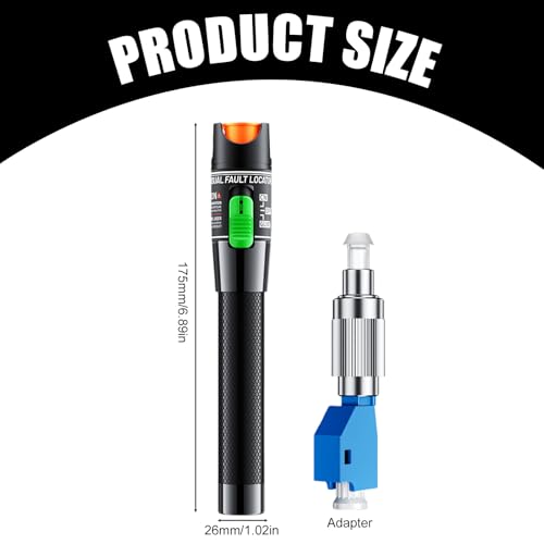 BAIFULAI Visual Troubleshooter 30KM, VFL Tester Kit with FC/APC to LC/APC Adapter, Light Tester Pen for Fiber Network Cable Testing for FC/SC/ST Interface