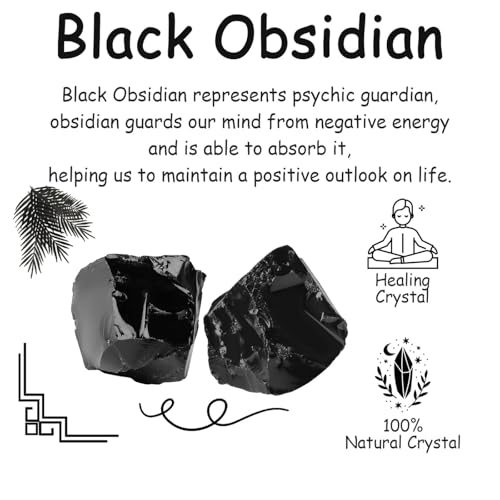 2Pcs Black Obsidian Crystals 1.8-2.2" Large Raw Stones Rocks Black-obsidian
