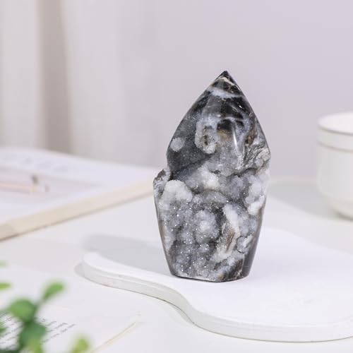 mookaitedecor Natural Sphalerite Geode Tower Crystal Cluster Specimen 0.44-0.66 Pound Black