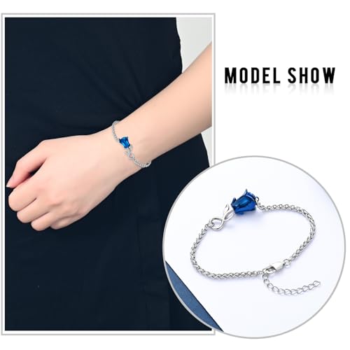 Rose Flower Ashes Bracelet for Women Cremation Memorial Jewelry Blue