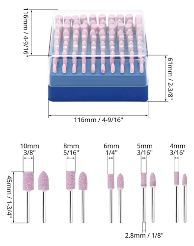 QWORK 100pcs 3mm Shank Diameter Sharpening Stone Points Grinding Points for Grinding and Polishing