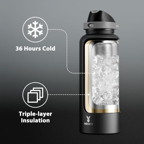 Meoky 64 oz Insulated Water Bottle, Half Gallon Water Jug for Sports Gym Night 64 Ounces