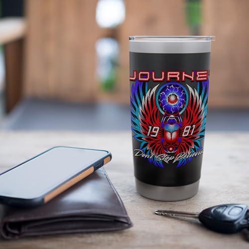 Journey Don't Stop Believin' Scarab Stainless Steel Insulated Tumbler Black 20 Ounces