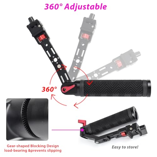 Adjustable NATO Briefcase Sling Handle for DJI Ronin RSC2 / RS3 / RS3 Mini, Gimbal Handgrip Extension Grip with Cold Shoe Mount 1/4" 3/8" Holes for Video Light, Microphone, Monitor