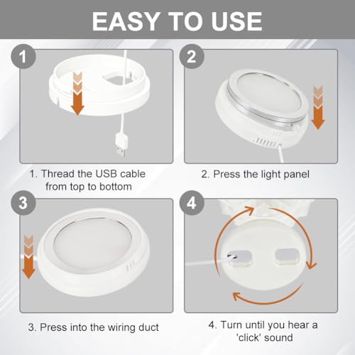 4 Pieces 3D Printer LED Lamp Set, Night Light Models with 3 Colours, 3D Printer Part LED Light Lighting, DIY Hardware Replacement Parts, USB Powered, for Bambu Lab Makerworld A1/A1mini/P1S/P1P/X1C 4 LED lamps + 4 USB adapters
