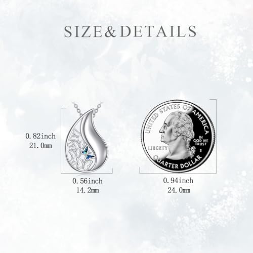TIGRRIDER Butterfly Teardrop 925 Sterling Silver Urn Necklace for Ashes Elegant Keepsake Cremation Pendant Memorial Jewelry Gift for Women