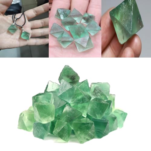 Erliway 1PC Green Fluorite Octahedron Crystal Stone for Reiki, 0.9-1.2''