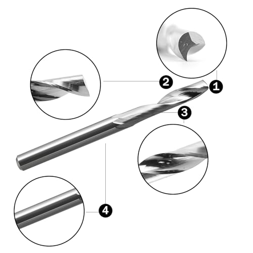 HOZLY 1/8-inch shank O-flute spiral router bit set, single-flute upcut cutters for aluminum, pack of 10