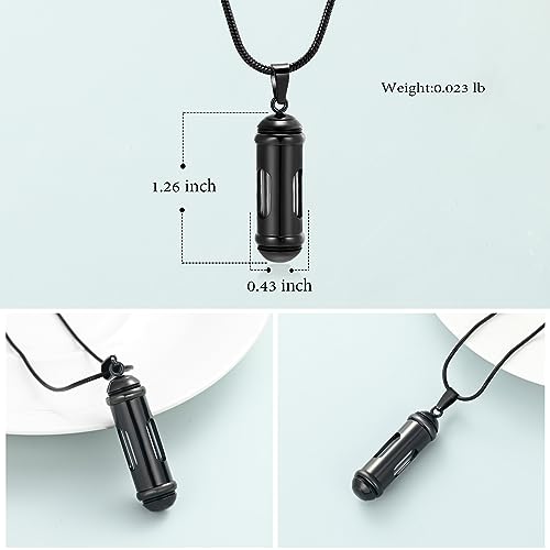 Imrsanl Glass Hourglass Urn Necklace Cremation Jewelry for Ashes 1-Black