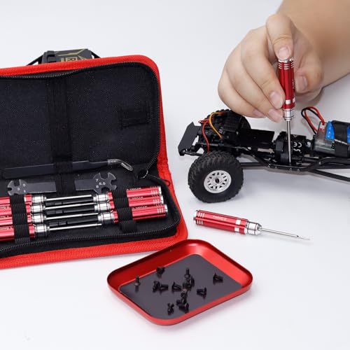 DULIWO 12-piece RC tool kit with red hex screwdrivers and nut drivers set
