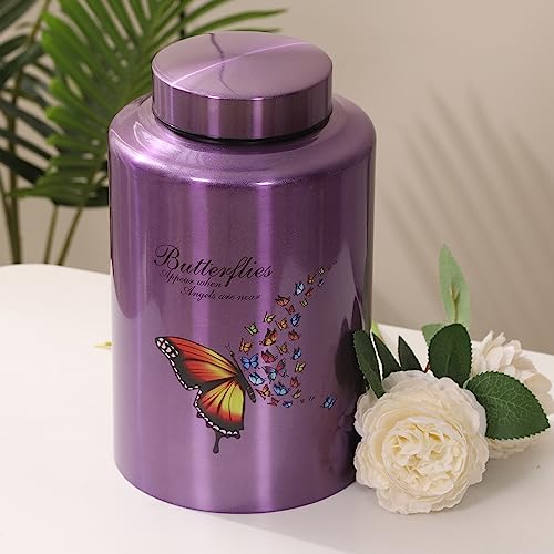 Urns for Human Ashes Adult Female Up to 220 lbs,Purple Butterfly Urn for Mom Ashes with Velvet Bag,Decorative Urns for Ashes Adult Women,Cremation urn Female (Butterfly, Purple) Butterfly Purple