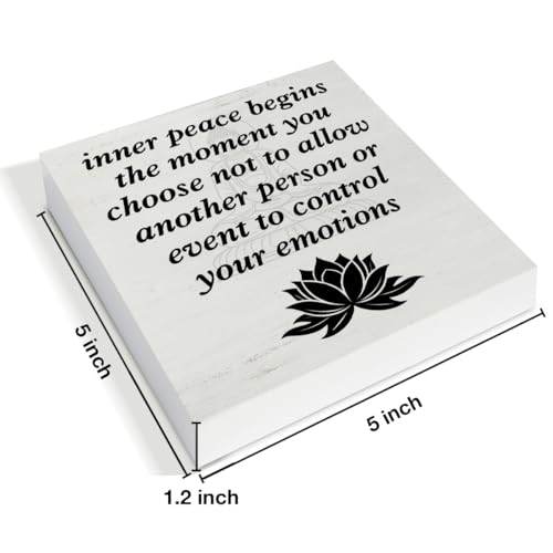 Zen Decor, Spiritual Decor, Inner Peace Begins the Moment You Choose Wood Sign Home Office Meditation Room Bedroom Yoga Room Table Shelf Wall Desk Decoration 5×5 Inches