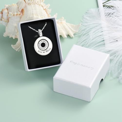 Yinplsmemory Circle of Life Urn Necklace for Ashes With Me Always Cremation Urns Pendant Eternity Memorial Necklaces for Women Mom Silver