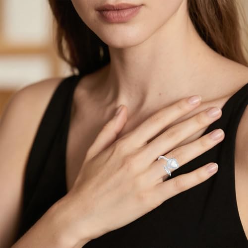YAFEINI Urn Rings for Ashes 925 Sterling Silver Opal Urn Ring Adjustable Band Always in My Heart Opal Memorial Jewelry for Women
