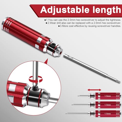 DULIWO RC tool kit 12-piece hex screwdriver and nut driver set in red case