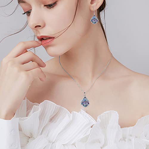 POPLYKE 925 Sterling Silver Lotus Sunflower Hummingbird Necklace Teardrop Abalone Necklace or Cremation Jewelry for Women Birthday Christmas Gifts Lotus Abalone Urn Necklace for Ashes
