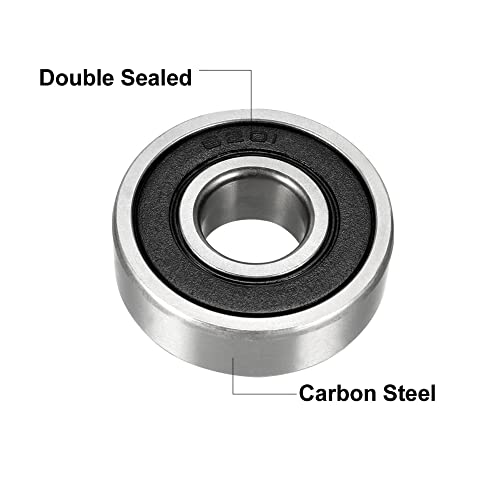 sourcing map 6201-2RS Ball Bearing 12mm x 32mm x 10mm Double Sealed 180201