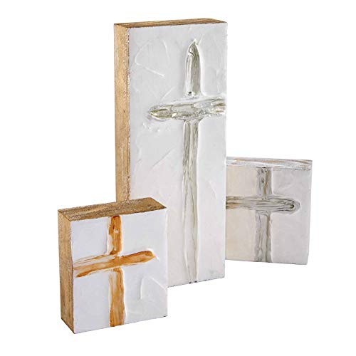 Mud Pie Cross Block Art (Silver, Tall)