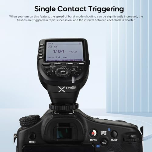 Godox XPro-S XProS TTL Wireless Flash Trigger for Sony, 2.4G 1/8000s HSS Flash Transmitter, TTL-Convert-Manual Function, 11 Customizable Functions, Big LCD Screen, 16 Groups and 32 Channels