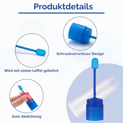 Pack of 20 chair sample tubes, feces sample tubes, dog | Chair catcher for chair sample, chair sample with spoon, 15 ml faecal sample tube dog and cat, examination tube for pets