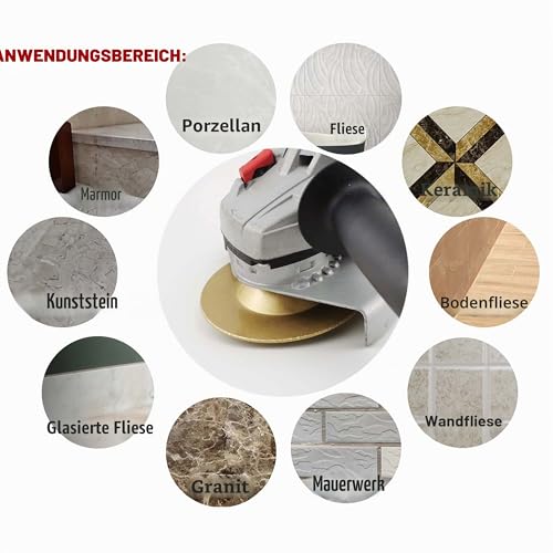 NBB Brazed Diamond Grinding Wheel, Dry or Wet Grinding on Granite, Marble, Ceramic, Tiles, Porcelain, Stone, Masonry with 22.23mm Shank, Connected to Angle Grinder (Medium, 1) Mittel, 100 mm