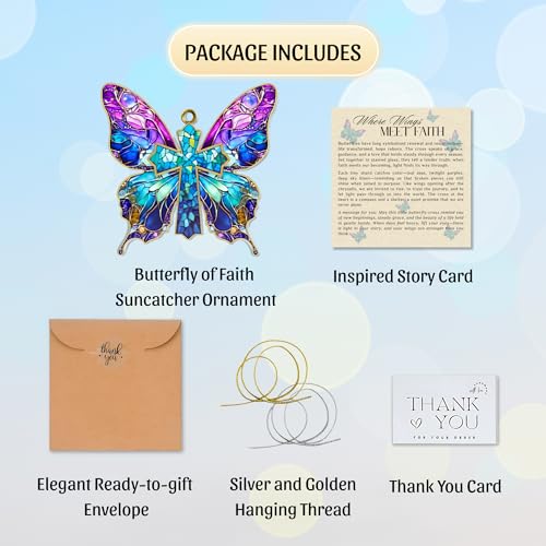 Butterfly Religious Ornament – Beautiful Butterfly Hanging Decoration, Christian Christmas Ornament, Religious Gift, Handmade Keepsake 2025, Gift for Nature Lovers, Women, Spiritual Decor 04 - Butterfly