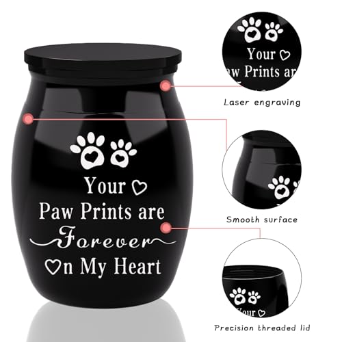Pet Urns for Dogs Ashes, Memorial Urns Small Urn for Pet Ashes, Mini Cremation Keepsake Urn for Dog Cat to Remember Your Love (Black, Small) Black