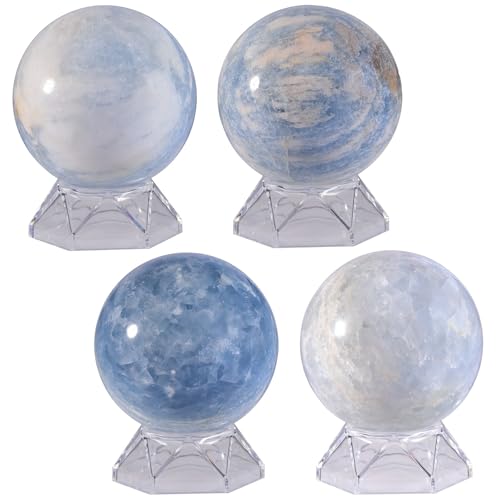 Rockcloud Natural Blue Celestite Crystal Ball with Acrylic Stand 2.4" 2.40-2.75 Inches