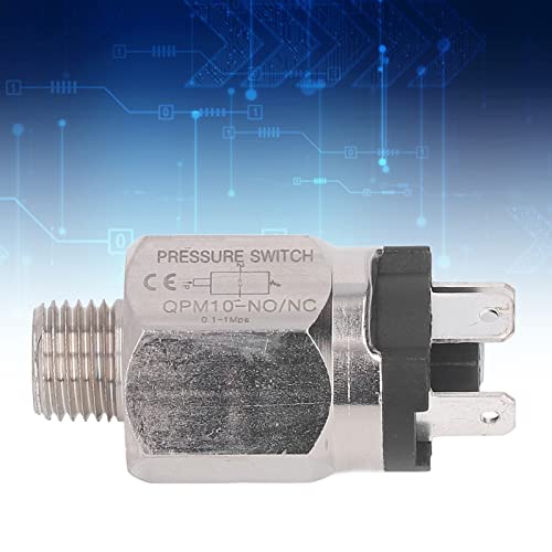 QPM10-NO/NC Pressure Switch, 1/4" Normally Open Push Switch, Membrane Pressure Switch, 0.1-1MPa, Stainless Steel