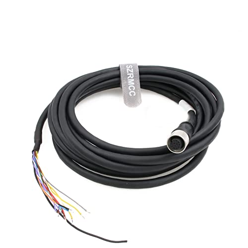 SZRMCC Flying Lead Cable M12 A-Code 12 Pin Female to Open Actuator Cable for Cognex in-Sight 3800 Checker 201/202 DS1000 Series DM300 Sick DOL Sensor Vision (8m) Straight 12pin Female 8m