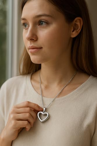 Heart Pendant Necklace For Ashes Stainless Steel Hair Locket Keepsake Memory Glass Urn Cremation Vial Necklaces Black