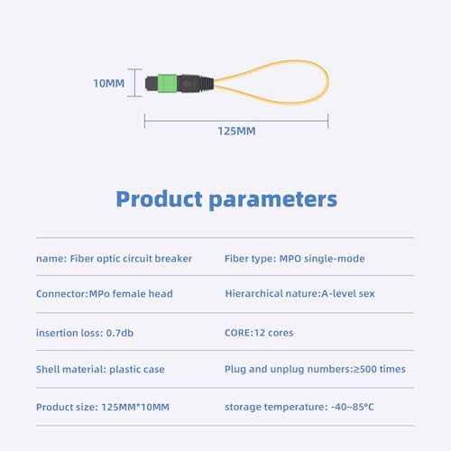Buacoz singlemode MPO/APC 12-core female fiber optic loopback tester cable adapter for network testing