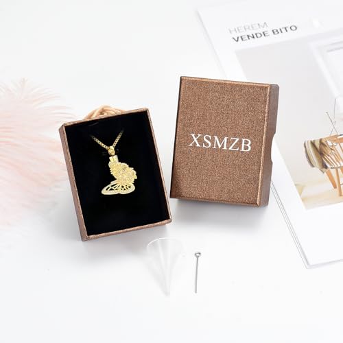 XSMZB Butterfly Sunflower Urn Necklace for Ashes for Women Cremation Jewelry Ashes Holder Keepsake Pendant Gift for Loss Loved One Gold