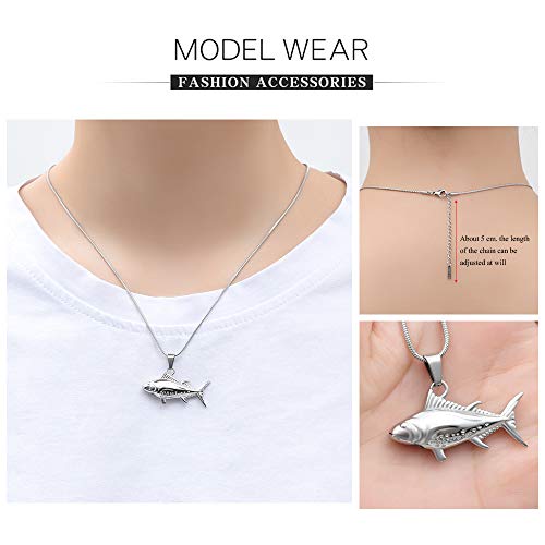 Imrsanl Fish Urn Necklaces Cremation Jewelry for Ashes Silver