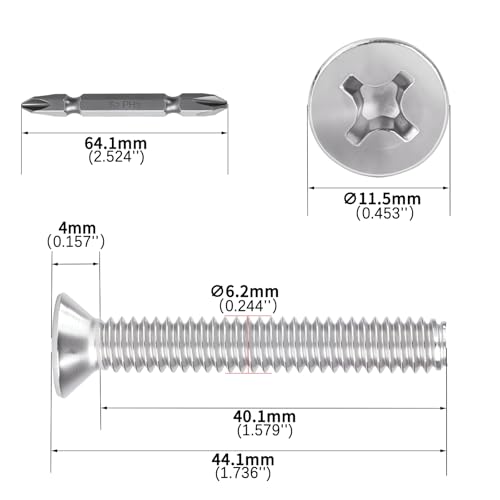 Ranstac 1/4-20 x 1-3/4-inch Phillips flat head machine screws, 50-piece pack