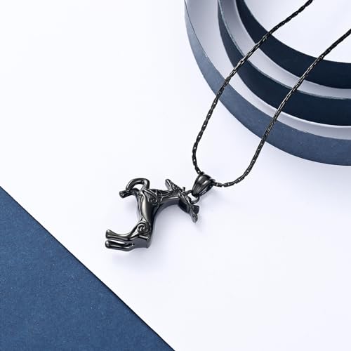 constantlife Cremation Jewelry for Ashes Deer Memorial Urn Necklace Pendant Loved Ones Human Pet Ash Holder Keepsake Gift for Women Men Black