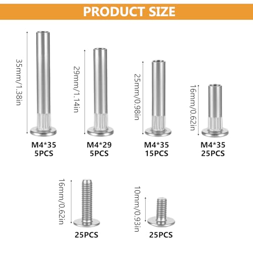 Bnnrjia 100-piece M4 cabinet screws, furniture connector bolts, binding barrels and sleeves assortment