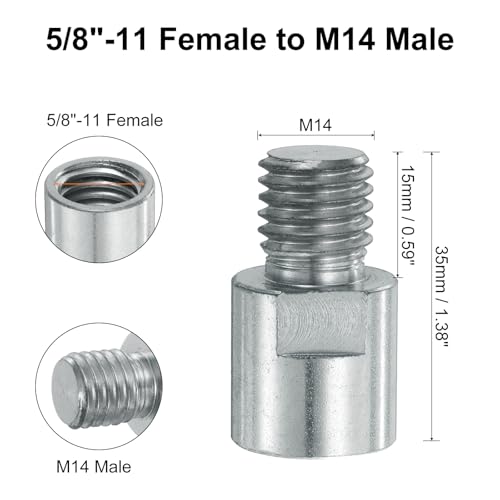 QUARKZMAN 5/8"-11 Female to M14"-11 Male Adapter for Diamond Core Drill | Polisher Adapter Connection Rotary Tool Attachment Thread Adapter Conversion Tool, Polishing Wheel