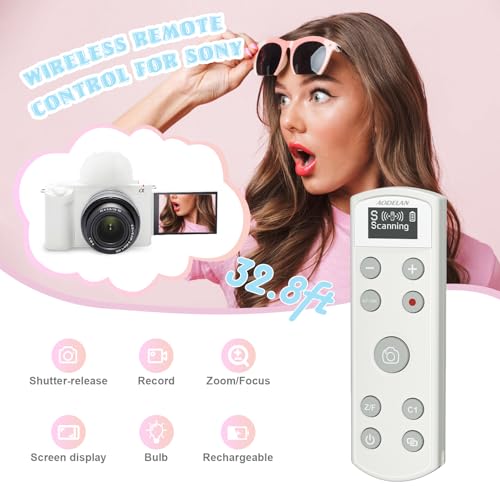 Remote Control for Sony Camera,USB-C Rechargeable Wireless Shutter Release White Display Remote Control for Sony