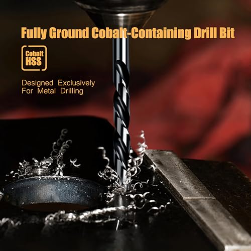 DelitonGude 1/2-inch HSS M35 cobalt twist drill bits for metal, 5-piece jobber drill bit set