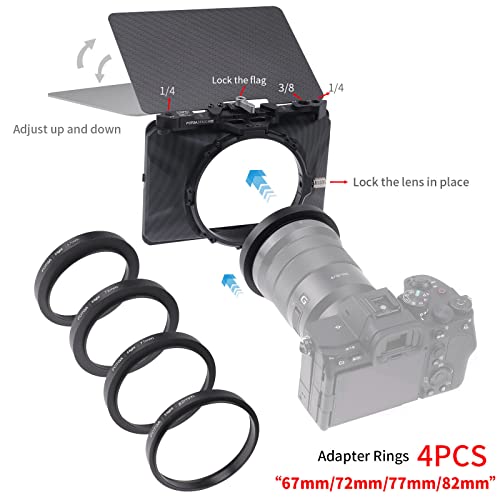 Runshuangyu Mini Lightweight Matte Box Clamp-On Lens Matte Box with Top Flag for DSLR Mirrorless Camera Compatible with 4x4 4x5.65 Filter (Standard Version) Standard Version