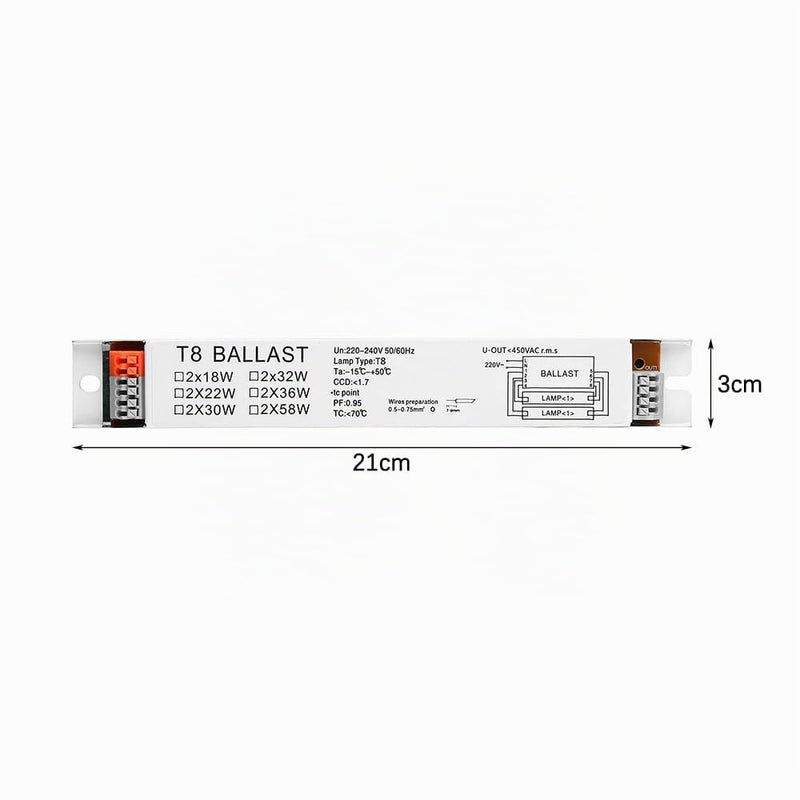 Sarini T8 220-240V AC 2 x 18W Wide Voltage Ballast for Fluorescent Lamps