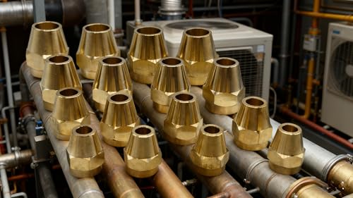 16-pack brass short flare nuts, SAE 1/4 to 1/2 inch tube fittings for copper and aluminum lines